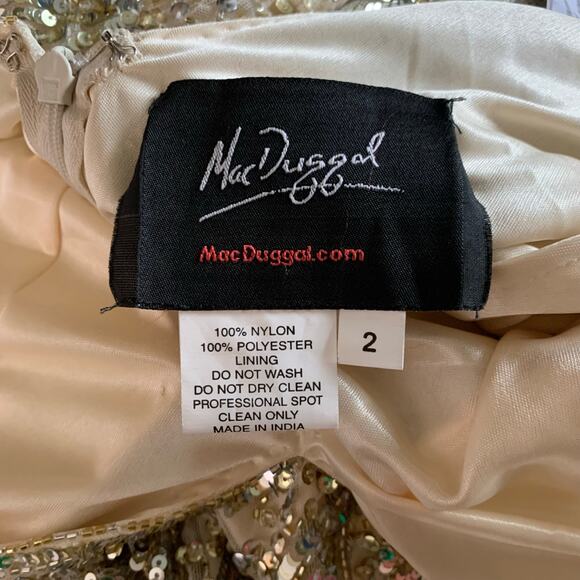 MAC DUGGAL 5018 Dress 2 Cassandra Stone Sequin Gown Plunging Neckline High Slit - Picture 12 of 16
